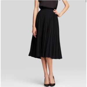 Kate Spade Accordion Pleated Midi Skirt Black